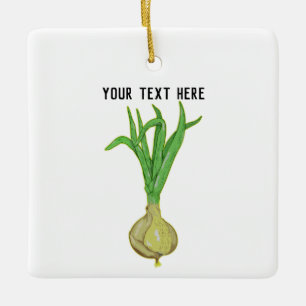 Growing onions ceramic ornament