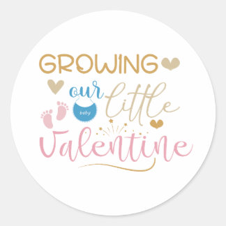 Growing Our Little Valentine, Pregnancy Announce Classic Round Sticker