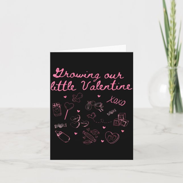 Growing Our Little Valentine Pregnancy Announcemen Card (Front)