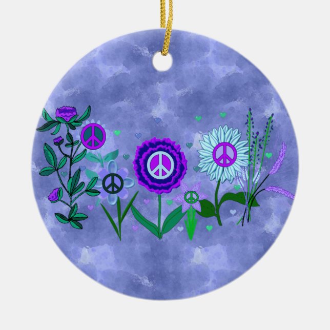 Growing Peace Ceramic Tree Decoration (Front)