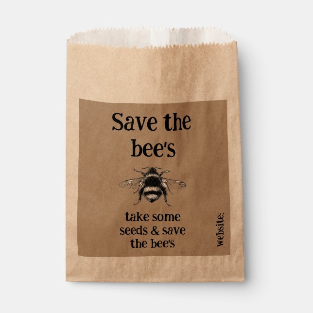 Growing Seeds Rustic Favour Bags - Save the bee's  (Front)