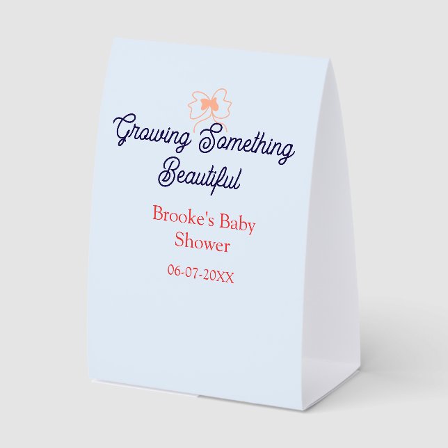 growing something beautiful peach bow baby shower  (Front)
