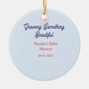growing something beautiful peach bow baby shower ceramic ornament