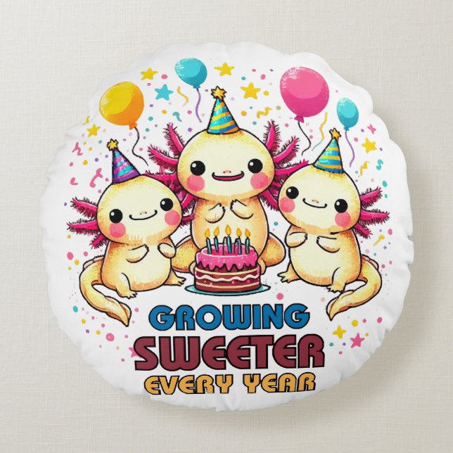 Growing Sweeter with Every Year  Round Cushion (Front)