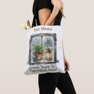 Growing Through Cold Christmas Season Canvas Tote Bag