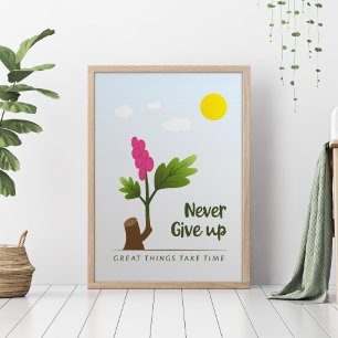 Growing tree with motivational text. poster