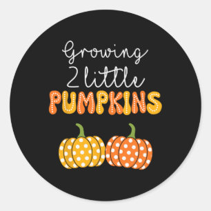 Growing Two Little Pumpkins Announcement Baby Classic Round Sticker