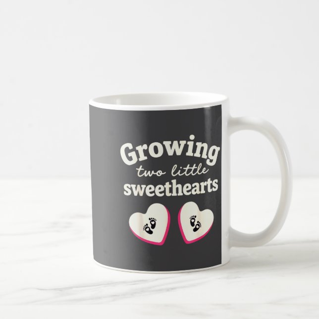 Growing Two Little Sweethearts Valentines Pregnanc Coffee Mug (Right)
