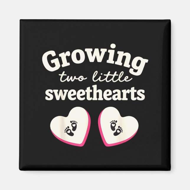 Growing Two Little Sweethearts Valentines Pregnanc Magnet (Front)