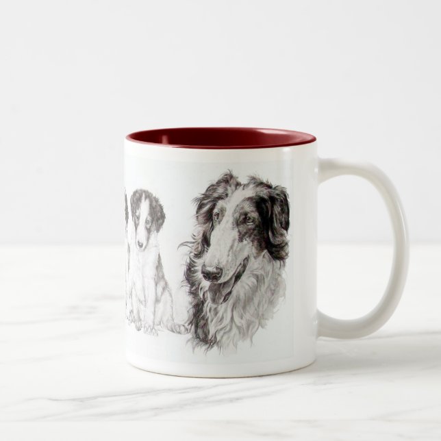 Growing Up Borzoi Two-Tone Coffee Mug (Right)
