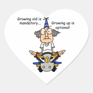 Growing Up is Optional Humour Heart Sticker