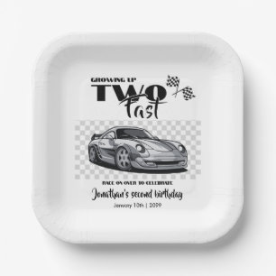 Growing Up To Fast 2nd birthday Modern Race Car Paper Plate