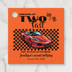 Growing Up To Fast 2nd birthday Red Sports Car Favour Tags