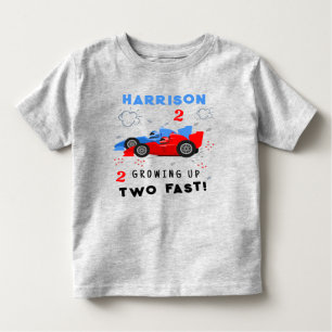 Growing Up Two Fast 2nd Birthday Kids Racing Cars Toddler T-Shirt