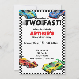 Growing up TWO FAST birthday invitation 