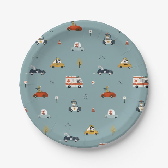 Growing Up Two Fast Cars Birthday Paper Plates  (Front)