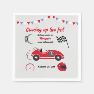 Growing Up Two Fast Festive Red Race Car Birthday Napkin