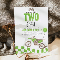 Growing Up Two Fast Green Dirt Bike Boy Birthday