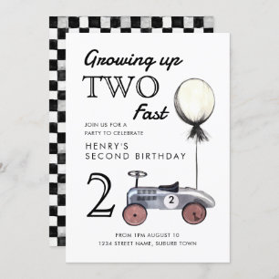 Growing Up Two Fast Invitation Navy and Red