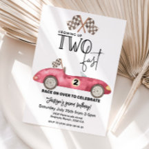 Growing Up TWO fast Red Race car 2nd birthday