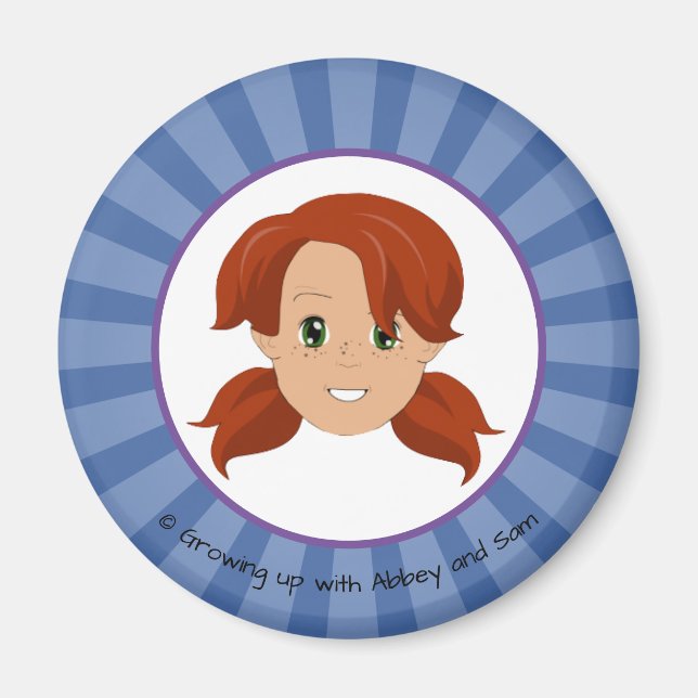 Growing up with Abbey and Sam Blue Magnet (Abbey) (Front)