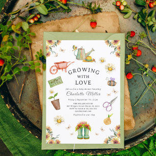 Growing with Love Green Baby Shower Invitation