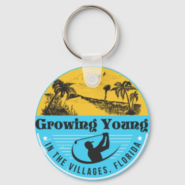 "Growing Young in The Villages" keychain (Front)
