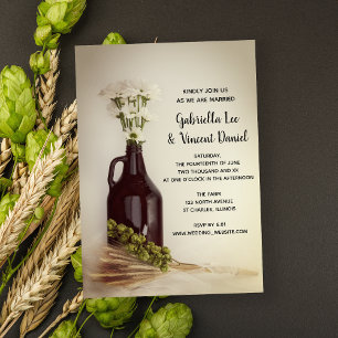 Growler, Hops and Daisies Brewery Wedding Invitation