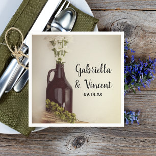 Growler, Hops and Daisies Brewery Wedding Napkin