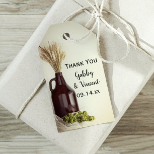 Growler, Hops and Wheat Brewery Wedding Favour Tag
