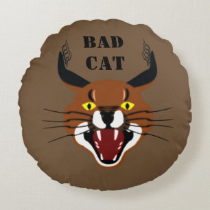 Growling Caracal Bad Cat Round Cushion
