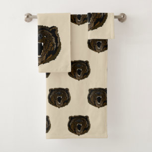 Growling Grizzly Bear Bath Towel Set