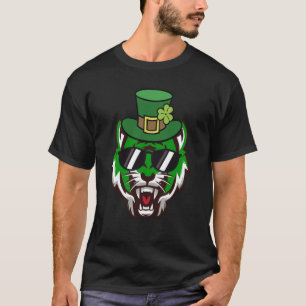 Growling mouth open Bengal Tiger Sunglasses St Pat T-Shirt