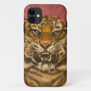 Growling Tiger portrait closeup iPhone 11 Case