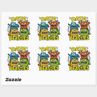 Growly Data Beasties Square Stickers