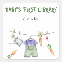Grown Baby Shower bookplate - baby's first library