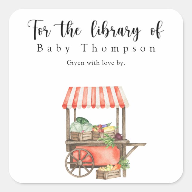 Grown Baby Shower bookplate - for the library of Square Sticker (Front)