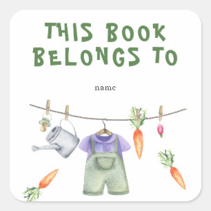 Grown Baby Shower bookplate - this book belongs to Square Sticker