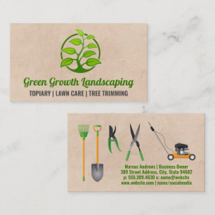 Grown Green Plant Landscaping Tools Equipment Business Card