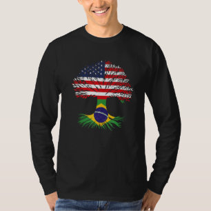 Grown Up American Brazilian Roots American Flag Br T-Shirt