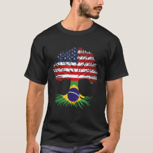 Grown Up American Brazilian Roots American Flag Br T-Shirt