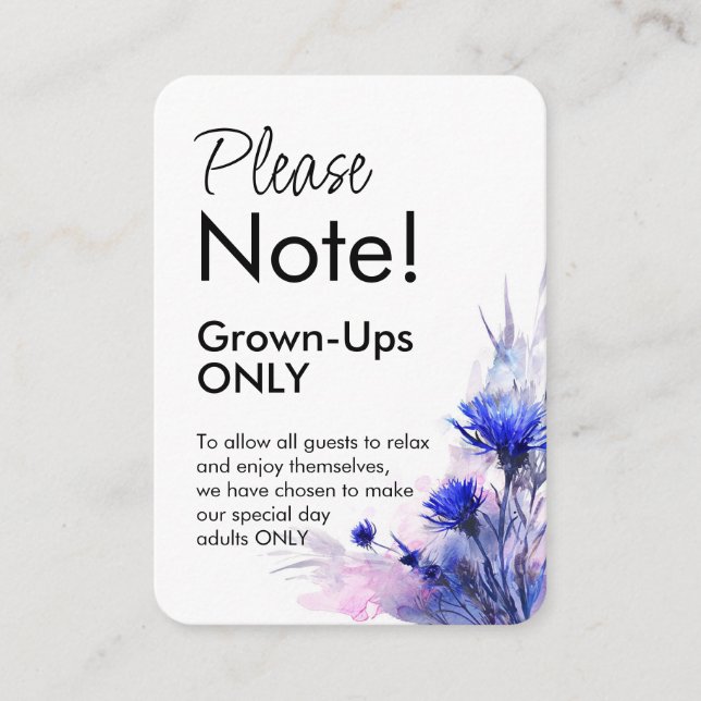 Grown-ups Only Cornflower Reverie  Enclosure Card (Front)