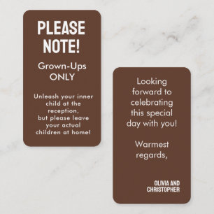 Grown-ups Only! Minimalist Bold Rustic Harmony Enclosure Card