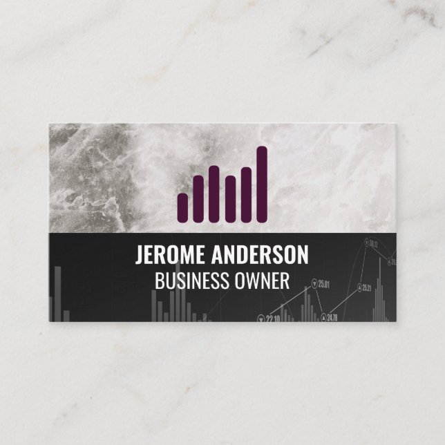 Growth Chart Icon | Stock Market Graph Business Card (Front)