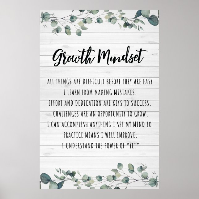 Growth Mindset Classroom Poster (Front)