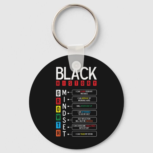 Growth Mindset Definition Cool Black History Month Key Ring (Front)