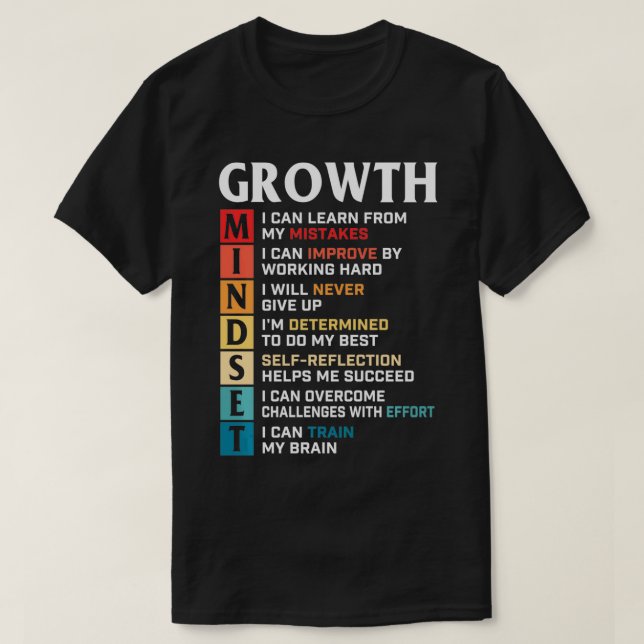 Growth Mindset Definition  Motivational Quote Insp T-Shirt (Design Front)
