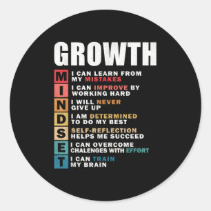 Growth Mindset Definition Motivational Quote Inspi Classic Round Sticker