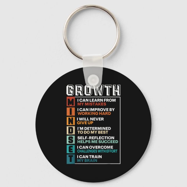 Growth Mindset Definition Motivational Quote Inspi Key Ring (Front)