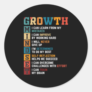 Growth Mindset Definition Motivational Quote Tee M Classic Round Sticker